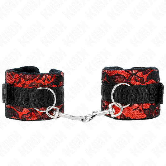 KINK - CINTURINI CORTI IN PIZZO DI VELLUTO E NYLON ROSSO / NERO 23 X 6,5 CM