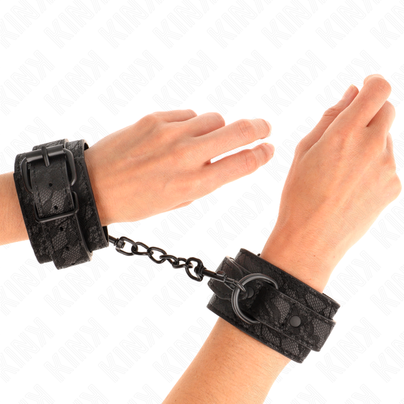KINK - MANETTE RIVESTITE IN PIZZO SCURO REGOLABILI NERI 19-26 CM