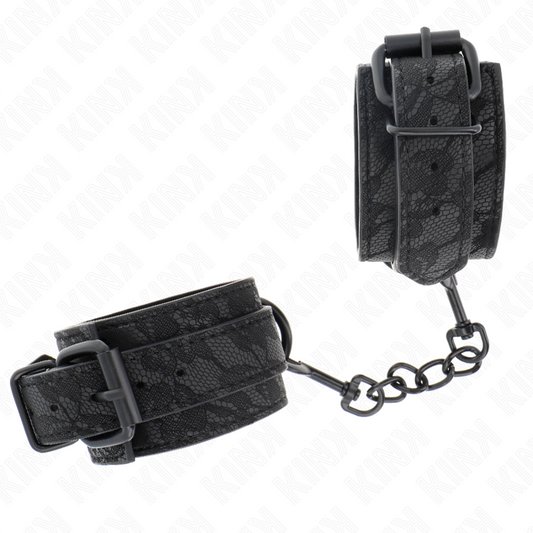 KINK - MANETTE RIVESTITE IN PIZZO SCURO REGOLABILI NERI 19-26 CM