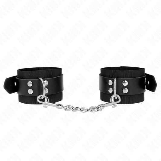 KINK - CINTURINI DA POLSO IN NYLON NERI CON CINTURA IN PELLE NERA REGOLABILE 19-29 CM X 5,1 CM