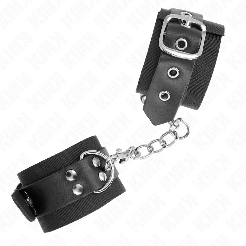 KINK - MANETTE IN NYLON NERE CON CINTURA IN PELLE NERA REGOLABILE 19-29 CM X 5,1 CM
