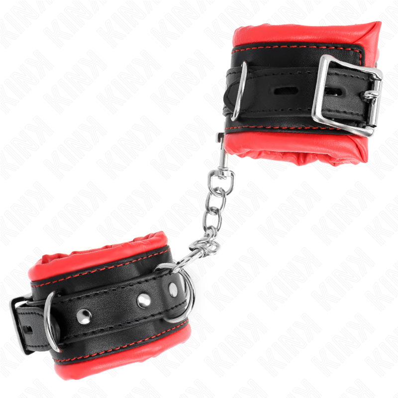 KINK - MANETTE PESANTI CON FODERA IN PELLICCIA ROSSA REGOLABILI 20-30 CM X 6 CM