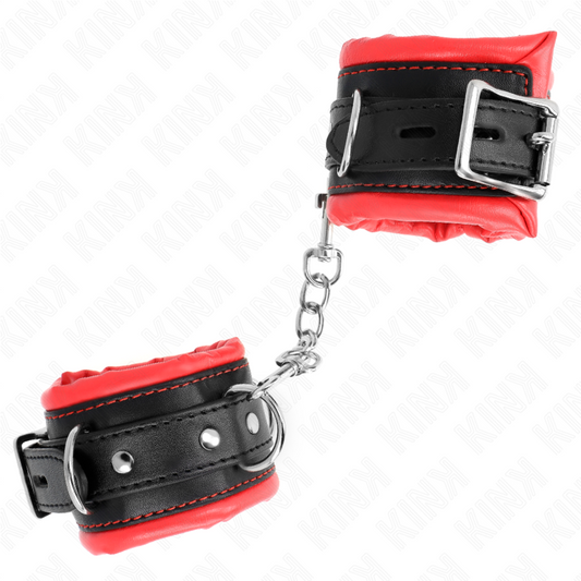 KINK - MANETTE PESANTI CON FODERA IN PELLICCIA ROSSA REGOLABILI 20-30 CM X 6 CM