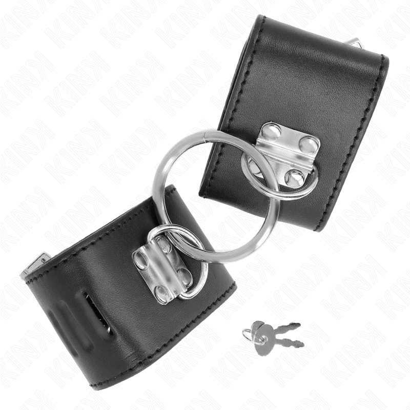 KINK - CINTURE FISSE PER POLSI CON CHIUSURA AD ANELLO E LUCCHETTO NERE REGOLABILI 16-23 CM X 5,5 CM