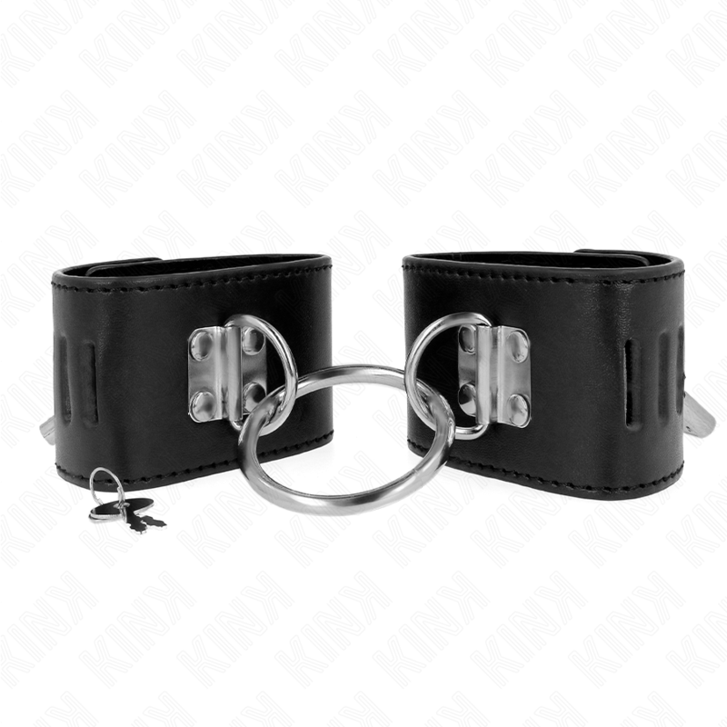 KINK - CINTURE FISSE PER POLSI CON CHIUSURA AD ANELLO E LUCCHETTO NERE REGOLABILI 16-23 CM X 5,5 CM