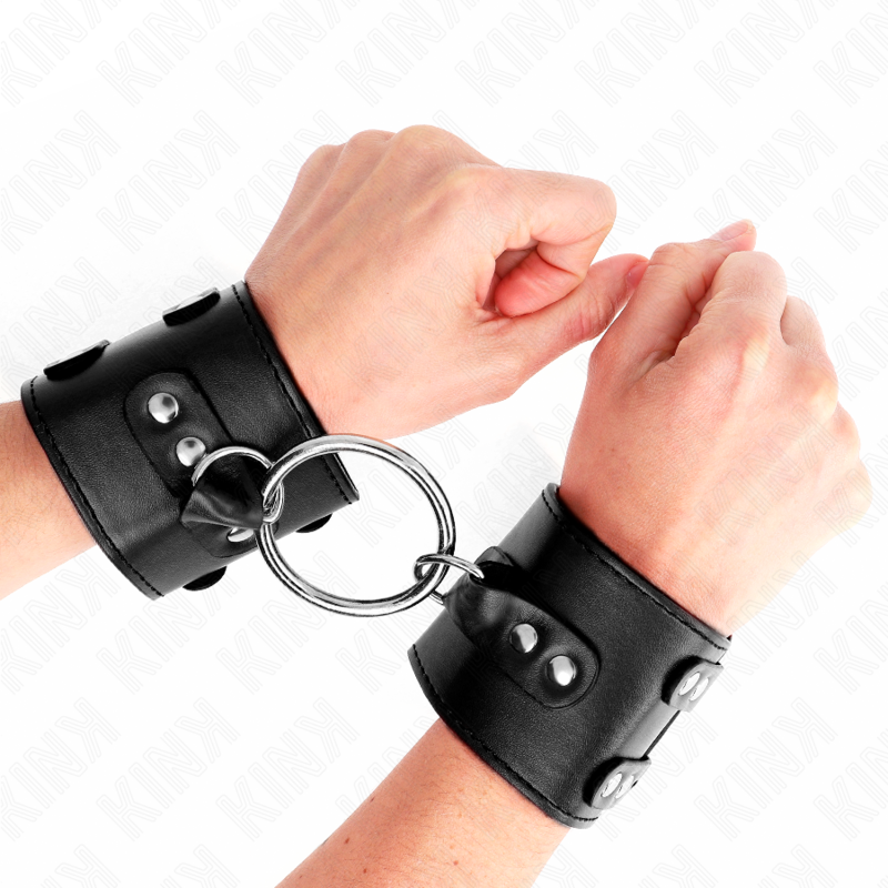 KINK - MANETTE FISSE CON ANELLO E BORCHIE REGOLABILI NERO 17-22 CM X 6,5 CM