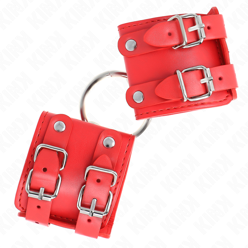 KINK - MANETTE FISSE CON ANELLO E BORCHIE REGOLABILI ROSSO 17-22 CM X 6,5 CM