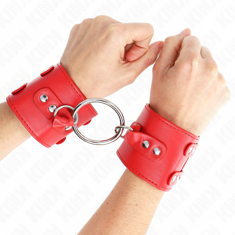 KINK - MANETTE FISSE CON ANELLO E BORCHIE REGOLABILI ROSSO 17-22 CM X 6,5 CM