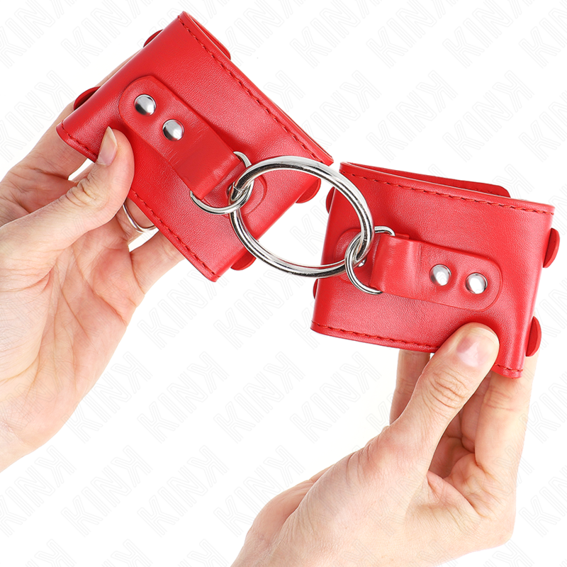 KINK - MANETTE FISSE CON ANELLO E BORCHIE REGOLABILI ROSSO 17-22 CM X 6,5 CM