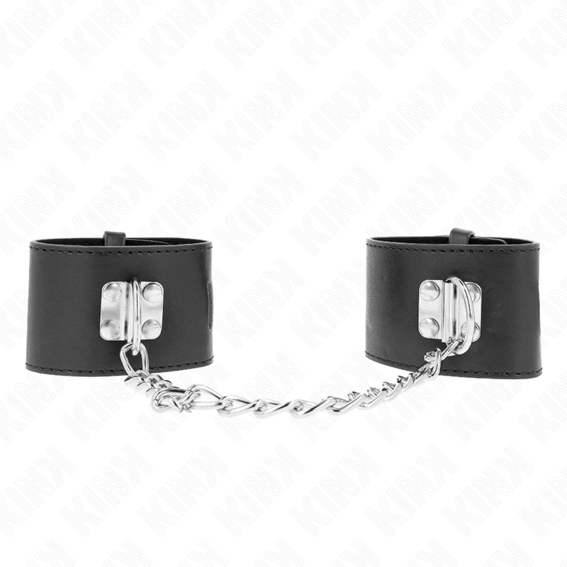 KINK - CINTURINI FISSI PER POLSI CON CATENA 30 CM E CHIUSURA CON LUCCHETTO NERO REGOLABILE 16-23 CM X 5,5 CM