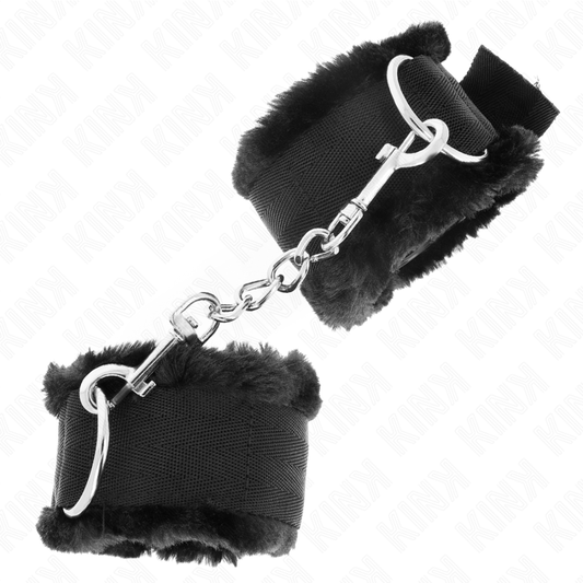 KINK - MANETTE RIVESTITE IN PELLICCIA NERI REGOLABILI 17-31 CM X 7 CM