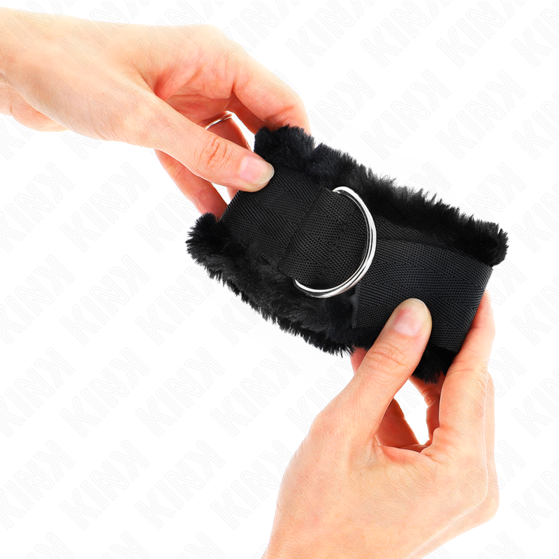 KINK - MANETTE RIVESTITE IN PELLICCIA NERI REGOLABILI 17-31 CM X 7 CM
