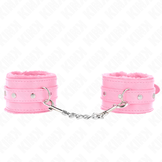 KINK - CINTURINI DA POLSO PREMIUM RIVESTITI IN PELLICCIA ROSA CON CINTURA ROSA REGOLABILE 17-29 CM X 6 CM