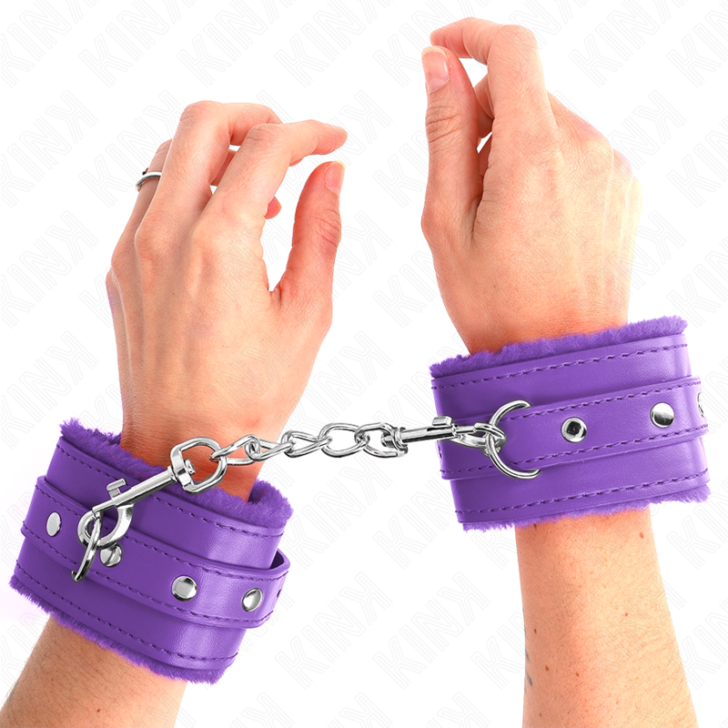 KINK - MANETTE RIVESTITE IN PELLICCIA VIOLA CON CINTURA VIOLA REGOLABILE 17-29 CM X 6 CM