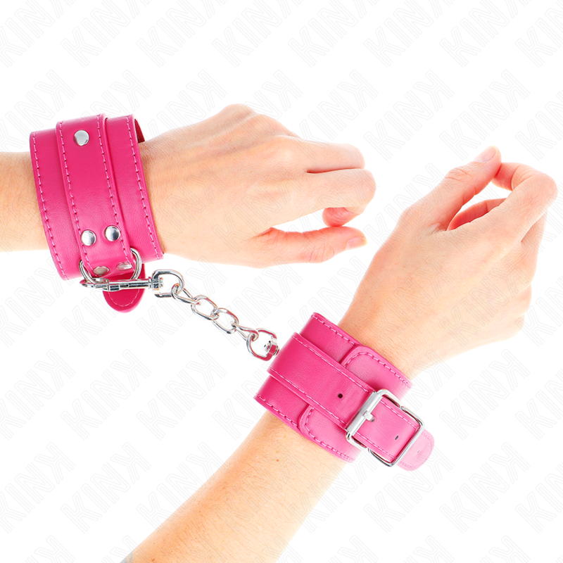 KINK - MANETTE ROSA LAMPONE CON FODERA ROSA REGOLABILI 20-28 CM X 5,5 CM
