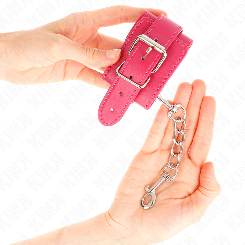 KINK - MANETTE ROSA LAMPONE CON FODERA ROSA REGOLABILI 20-28 CM X 5,5 CM