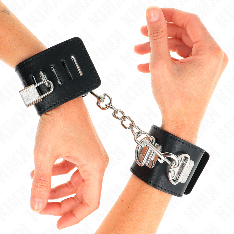 KINK - MANETTE MULTIPOSIZIONE CON CHIUSURA A LUCCHETTO NERI REGOLABILI 16-23 CM X 5,5 CM