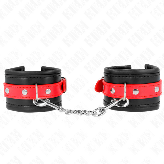 KINK - CINTURINI PER POLSI NERI CON CINGHIA ROSSA REGOLABILE 17-28 CM X 6 CM