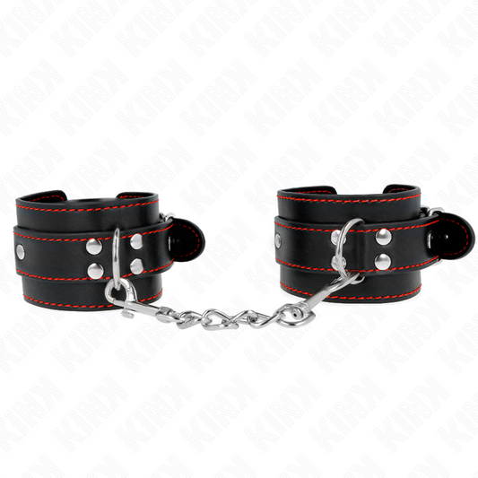 KINK - CINTURINI DA POLSO NERI CON FODERA ROSSA REGOLABILI 20-28 CM X 5,5 CM