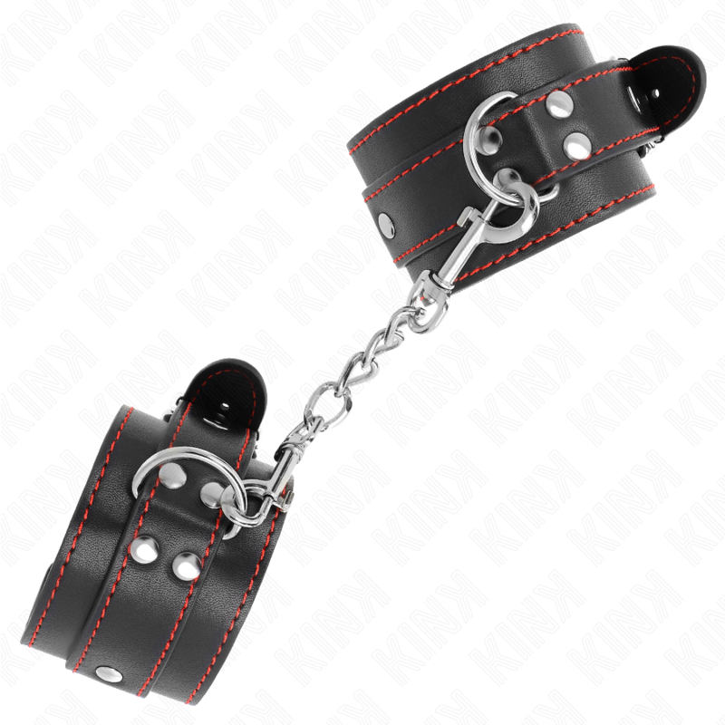 KINK - CINTURINI DA POLSO NERI CON FODERA ROSSA REGOLABILI 20-28 CM X 5,5 CM
