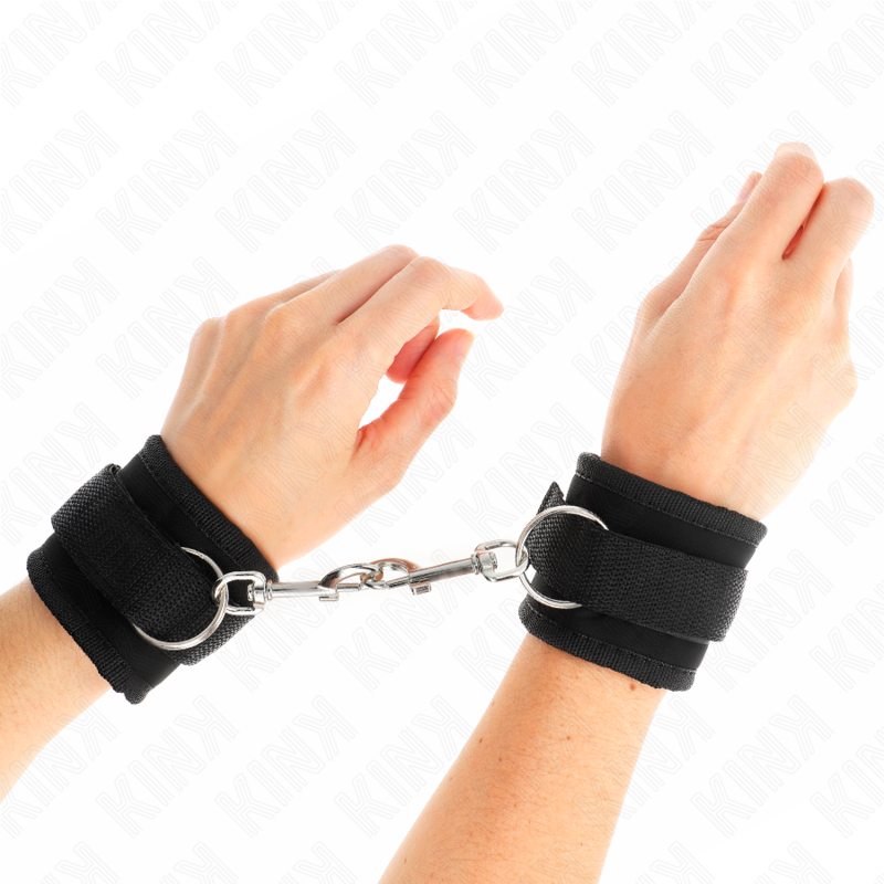 KINK - CINTURINI PER POLSI CON CHIUSURA A STRAPPO IN NYLON MODELLO NERO 2 REGOLABILI 18-35 CM X 6 CM