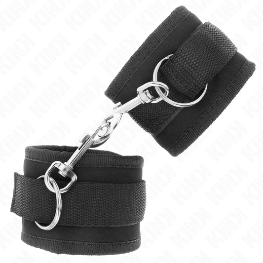 KINK - CINTURINI PER POLSI CON CHIUSURA A STRAPPO IN NYLON MODELLO NERO 2 REGOLABILI 18-35 CM X 6 CM