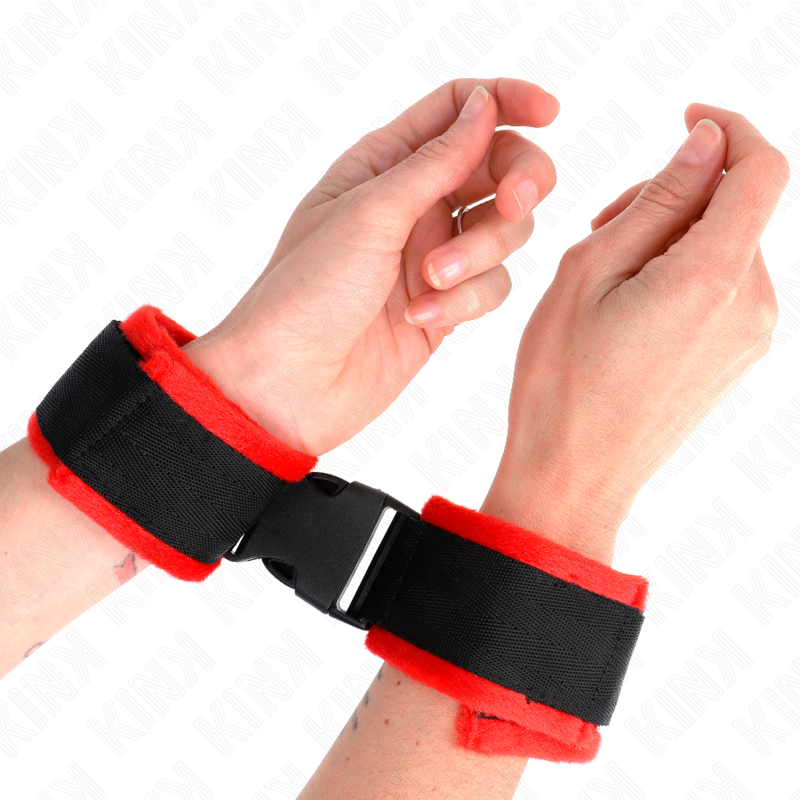 KINK - MANETTE CON GANCI E ANELLI IN NYLON MODELLO NERO 1 REGOLABILI 25-35 CM X 6 CM