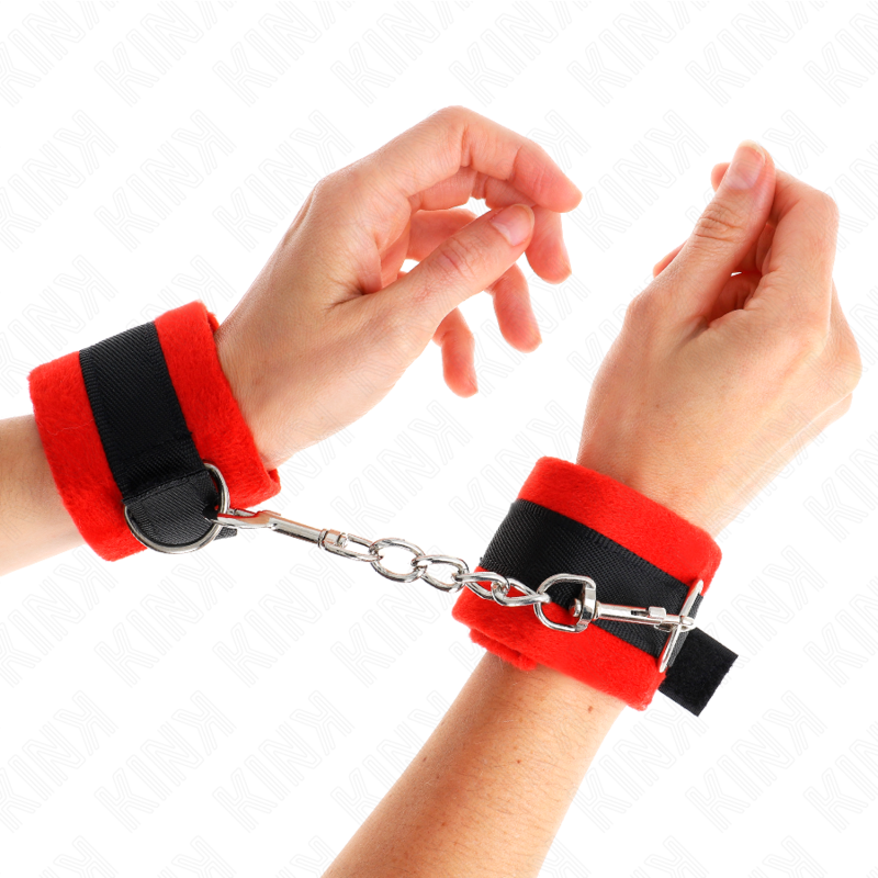 KINK - MANETTE IN PELLICCIA PER PRINCIPIANTI NERO-ROSSO 30 X 7 CM