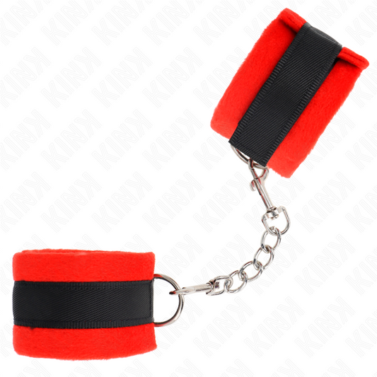 KINK - MANETTE IN PELLICCIA PER PRINCIPIANTI NERE-ROSSE 30 X 7 CM