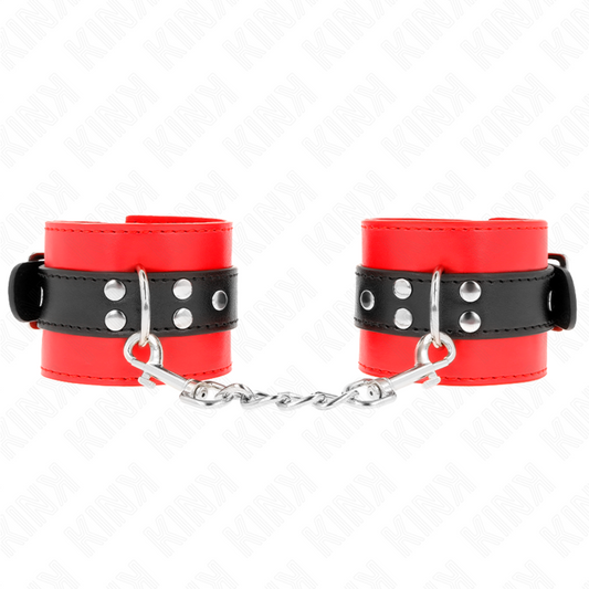 KINK - CINTURINI PER POLSI  ROSSI CON FASCIA NERA REGOLABILE 17-28 CM X 6 CM