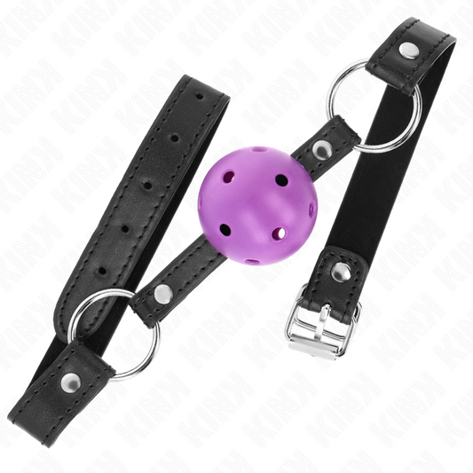 KINK - BALL GAG CON SFERA VIOLA RIGIDA FORATA 4,5 CM  MISURA 63,5 X 2 CM