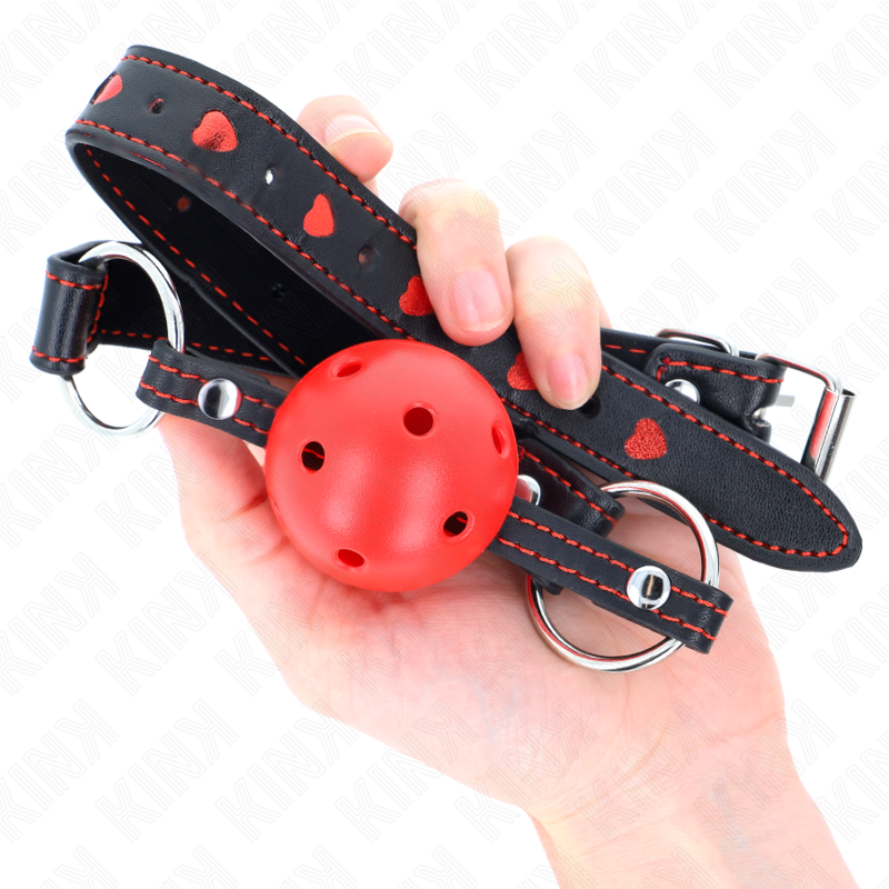 KINK - BALL GAG FORATO ROSSO 4,5 CM MISURA 65 x 2,5 CM