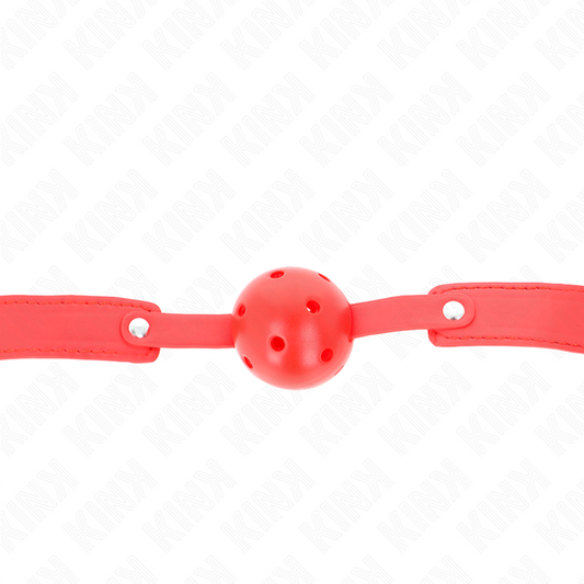 KINK - BALL GAG ROSSO CON SFERA FORATA ROSSA 4,5 CM MISURA 65 x 2,5 CM
