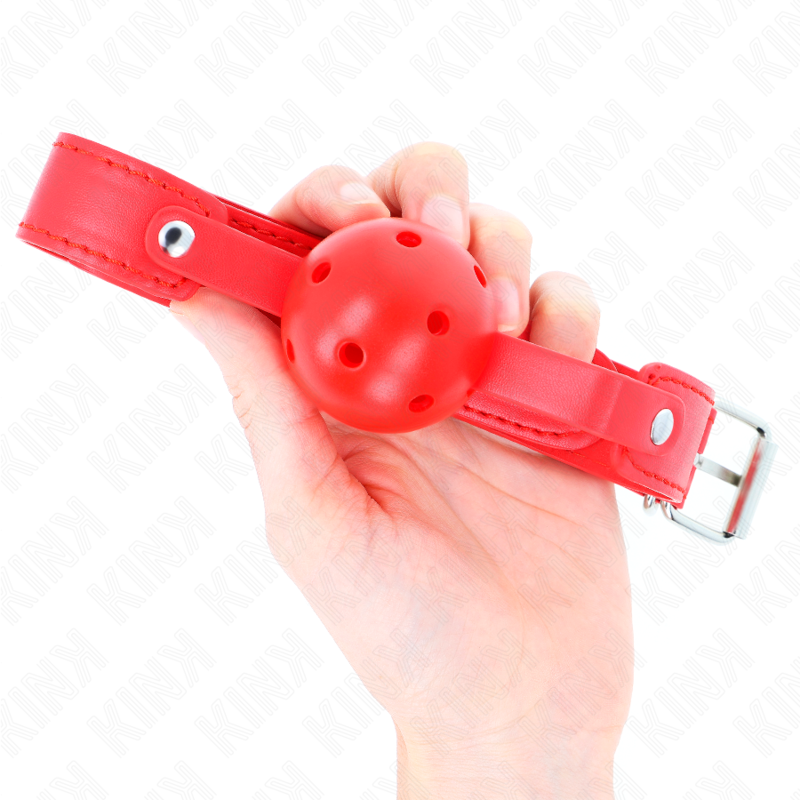 KINK - BALL GAG CON SFERA FORATA 4,5 CM ROSSA ROSSO MISURA 65 x 2,5 CM