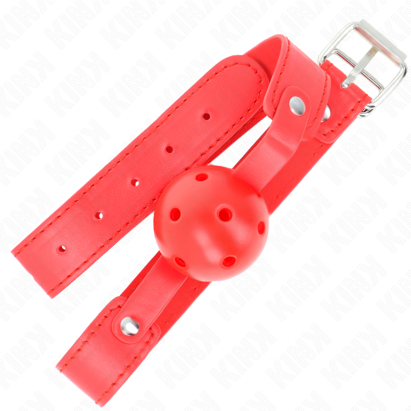 KINK - BALL GAG CON SFERA FORATA 4,5 CM ROSSA ROSSO MISURA 65 x 2,5 CM