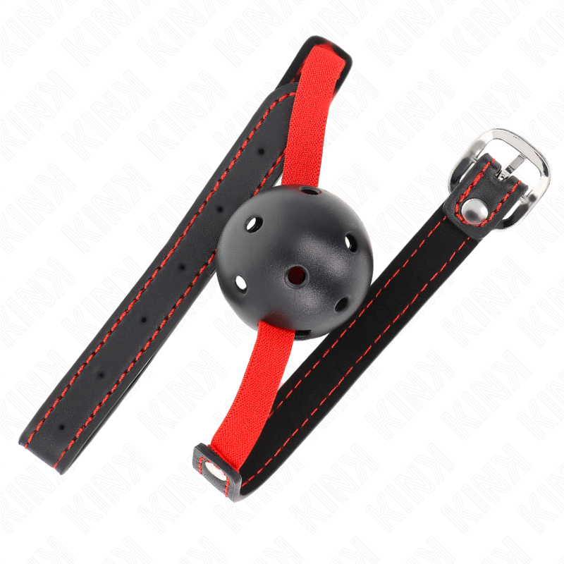 KINK - BALL GAG CON SFERA FORATA 4,5 CM NERA MISURA 56 x 1,5 CM