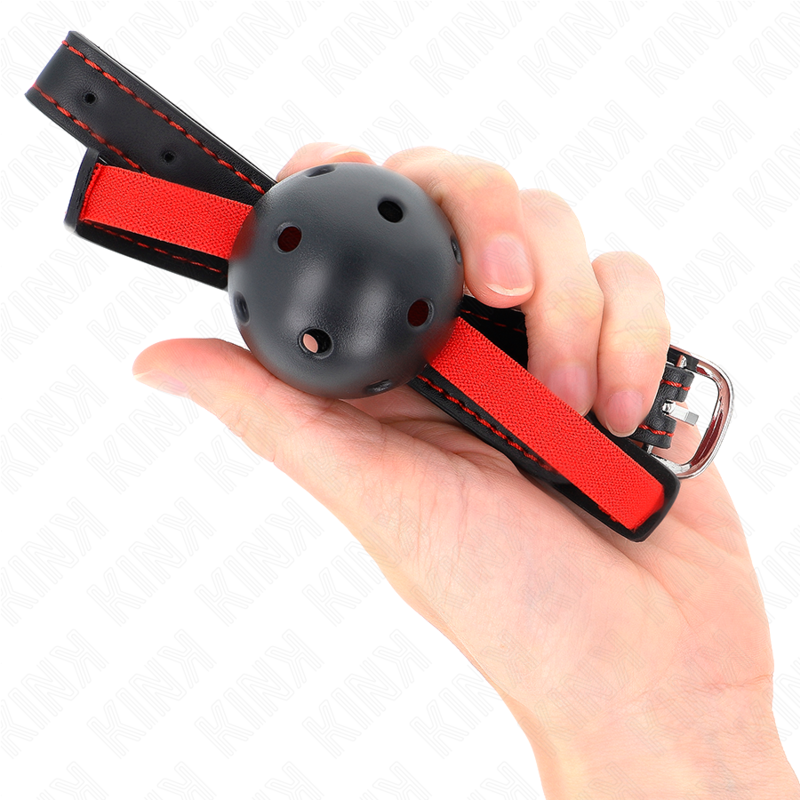 KINK - BALL GAG CON SFERA FORATA 4,5 CM NERA MISURA 56 x 1,5 CM