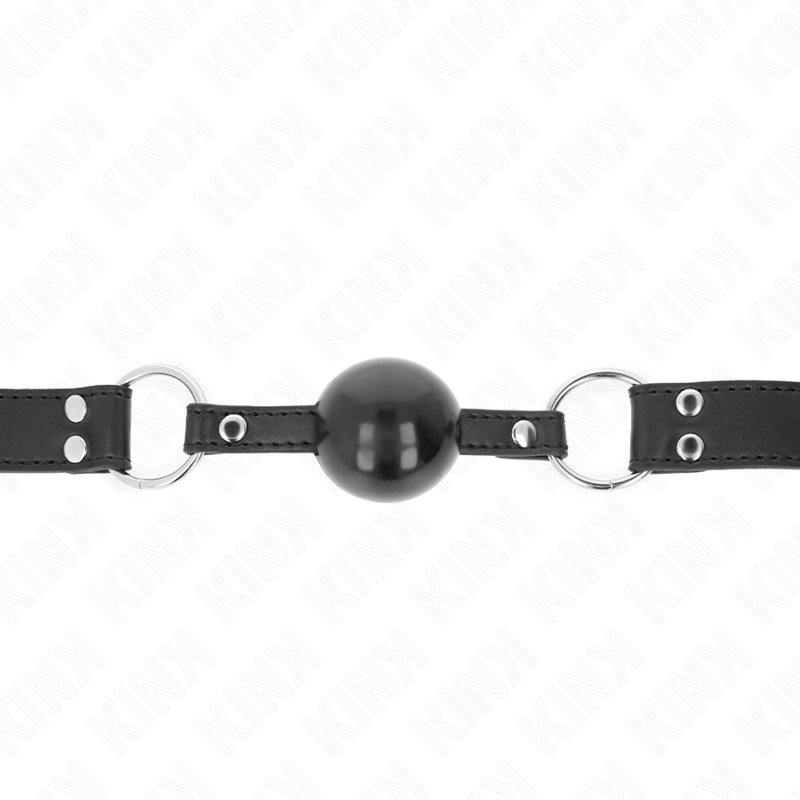 KINK - BALL GAG CON SFERA FORATA 4 CM NERA CON CINTURINO NERO 60 x 2 CM REGOLABILE 37-52 CM