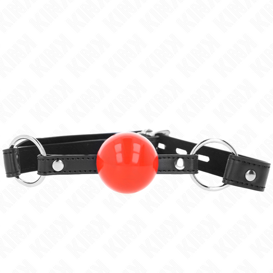 KINK - BALL GAG CON SFERA 4 CM ROSSA CON LUCCHETTO E CINTURINO NERO 60 x 2 CM