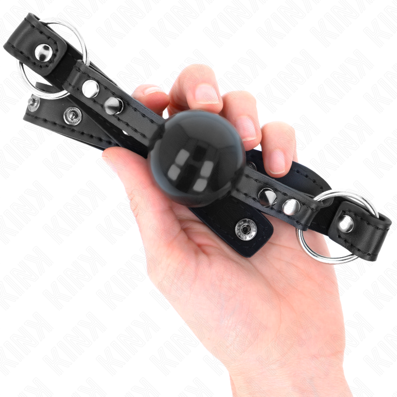 KINK - BALL GAG CON SFERA  4 CM  CON RIVETTO A PUNTA E CHIUSURA A SCATTO 65 x 2 CM