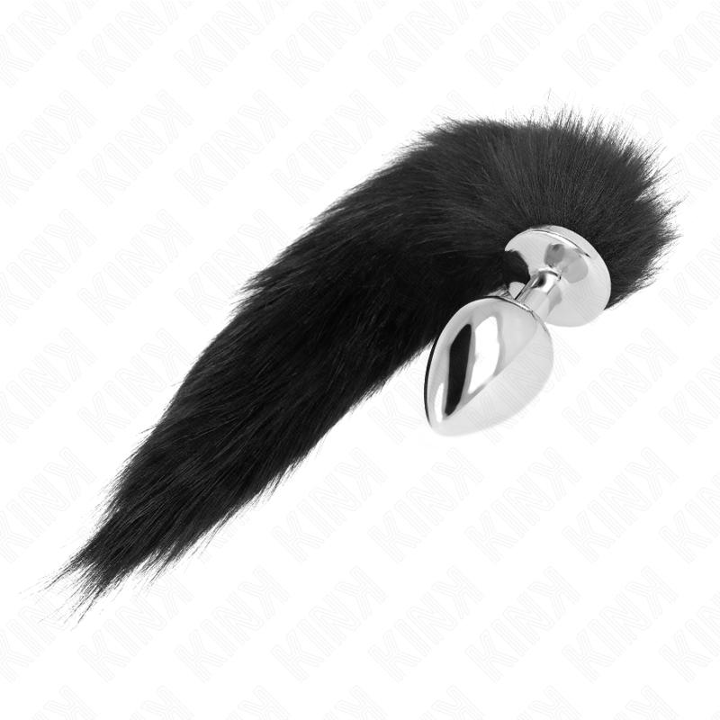 KINK - PLUG ANALE 10 X 4 CM CON CODA SINTETICA 40 CM NERO TAGLIA L