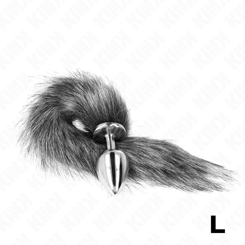KINK - PLUG ANALE  10 X 4 CM CON CODA SINTETICA 40 CM GRIGIO TAGLIA L