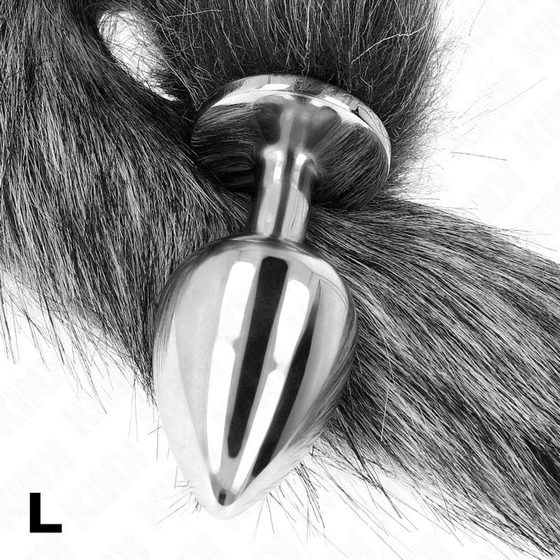 KINK - PLUG ANALE  10 X 4 CM CON CODA SINTETICA 40 CM GRIGIO TAGLIA L