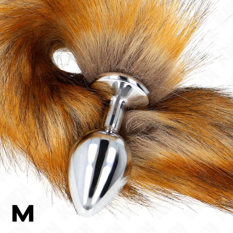 KINK - PLUG ANALE 8 X 3,5 CM CON CODA SINTETICA 40 CM CARAMEL TAGLIA M
