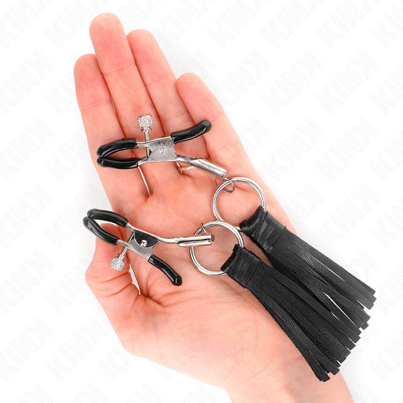 KINK - MORSETTI PER CAPEZZOLI CON FRANGE IN SIMILPELLE  6 CM