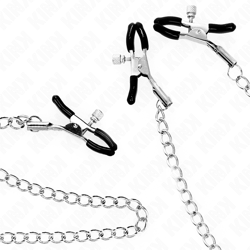 KINK - MORSETTI PER CAPEZZOLI E CLITORIDE TRIPLI CON O-RING E CATENA