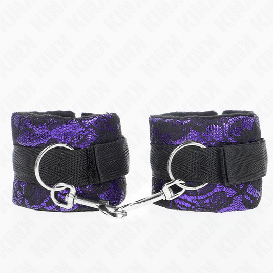KINK - CINTURINI CORTI IN PIZZO DI VELLUTO E  NYLON VIOLA / NERO 23 X 6,5 CM
