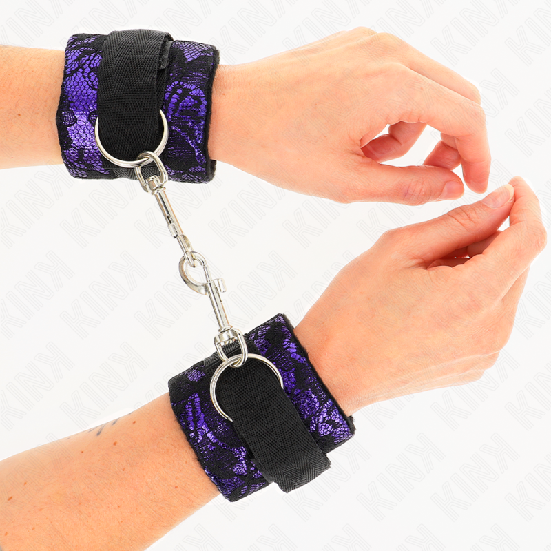 KINK - CINTURINI CORTI IN PIZZO DI VELLUTO E  NYLON VIOLA / NERO 23 X 6,5 CM