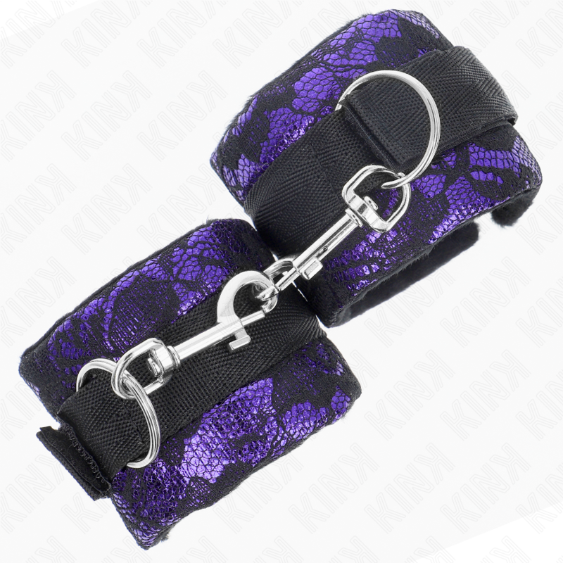 KINK - CINTURINI CORTI IN PIZZO DI VELLUTO E  NYLON VIOLA / NERO 23 X 6,5 CM