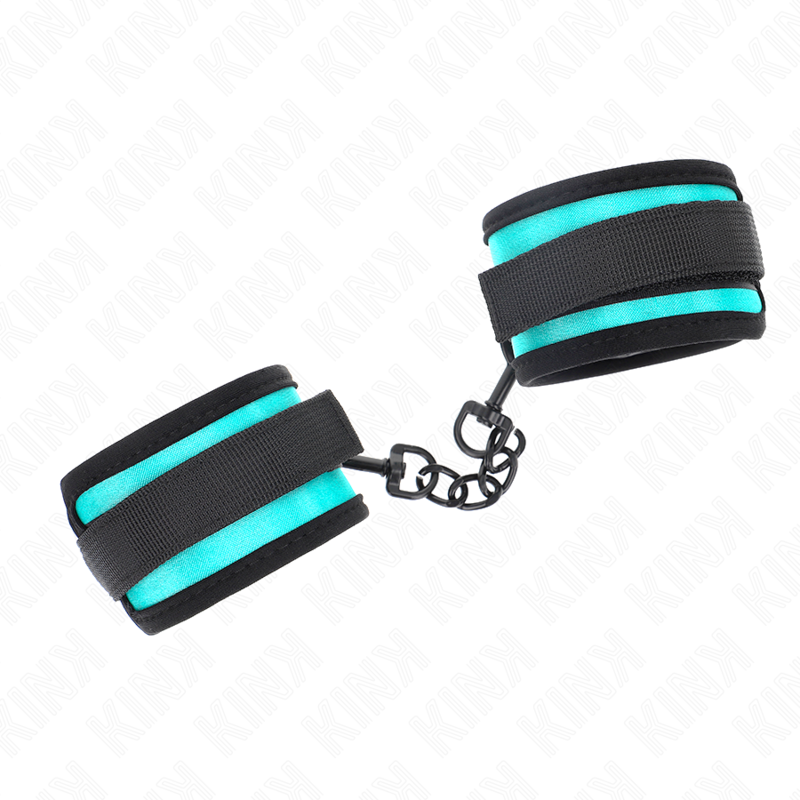 KINK - MANETTE IN NYLON CON CHIUSURA A STRAPPO E ANELLO, COLORE NERO-BLU, REGOLABILI 18-32 CM X 5 CM